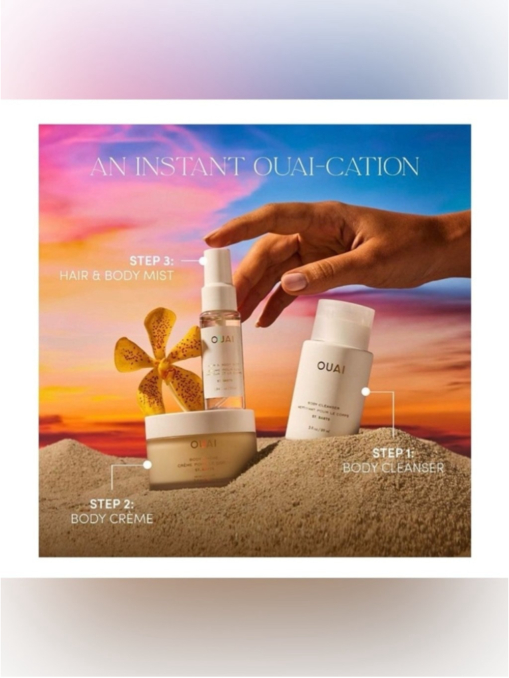 OUAI St. Barts Travel Set Body Cleanser Cream Mist Tropical Scent NEW - Picture 7 of 7